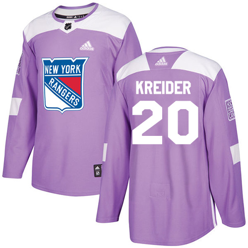 Adidas Rangers #20 Chris Kreider Purple Authentic Fights Cancer Stitched NHL Jersey - Click Image to Close